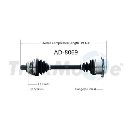 Surtrack Axle Cv Axle Shaft, Ad-8069 AD-8069